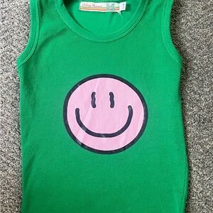 Vintage Havana Green Tank with Pink Smiley
